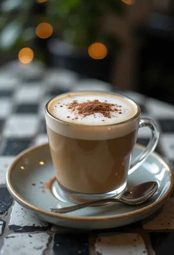 กาแฟฟองนมเสิร์ฟสดใหม่