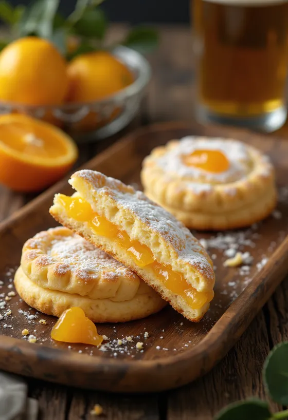 คุกกี้ลินเซอร์ส้มเลมอนเสิร์ฟพร้อมทาน