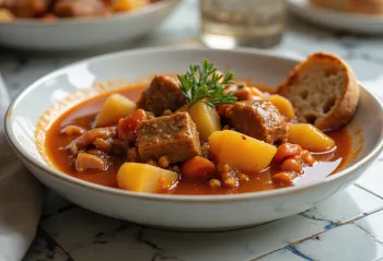 ชามซุป Beef goulash ร้อนๆ