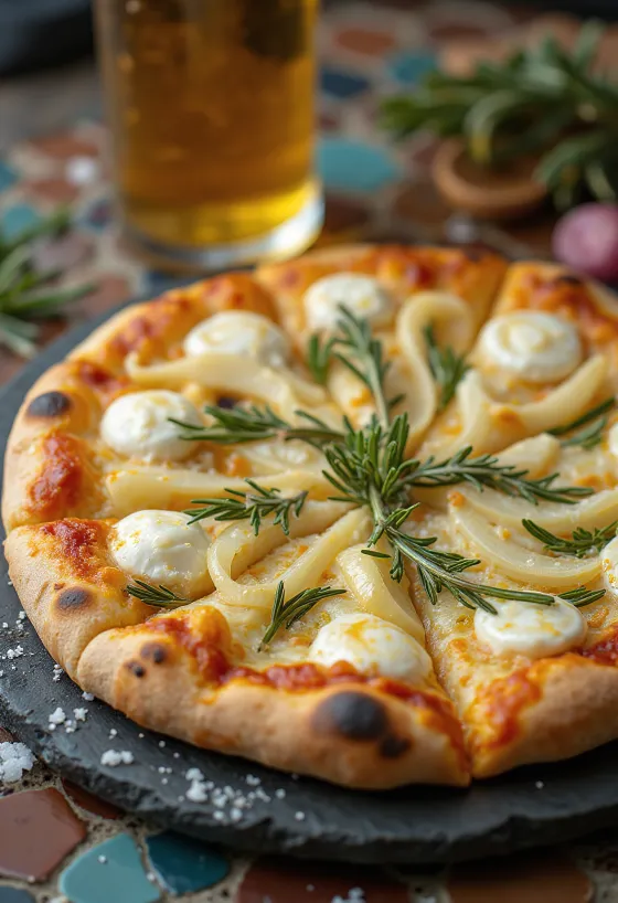 Pizza al Rosmarino พร้อมโรสแมรี่สดและชีส