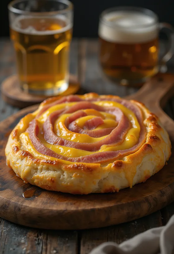 ขนมปังทรงปล่องไฟรสแฮมชีสเสิร์ฟพร้อมรับประทาน