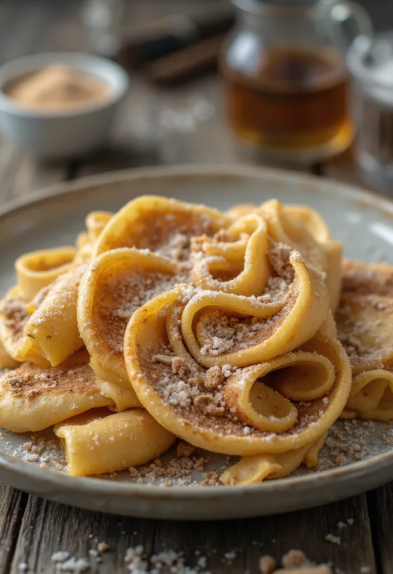 แพนเค้กอบเชยน้ำตาลเรียงซ้อนกัน