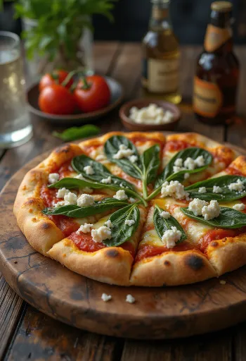 พิซซ่าชีสนมแพะ (Pizza ai Caprini) กับผักโขม