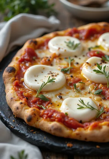 Pizza alla Mozzarella di Bufala พร้อมมอสซาเรลล่านมควาย