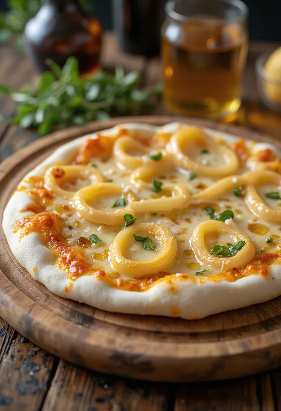 Pizza ai Cipollotti พร้อมต้นหอมและชีส