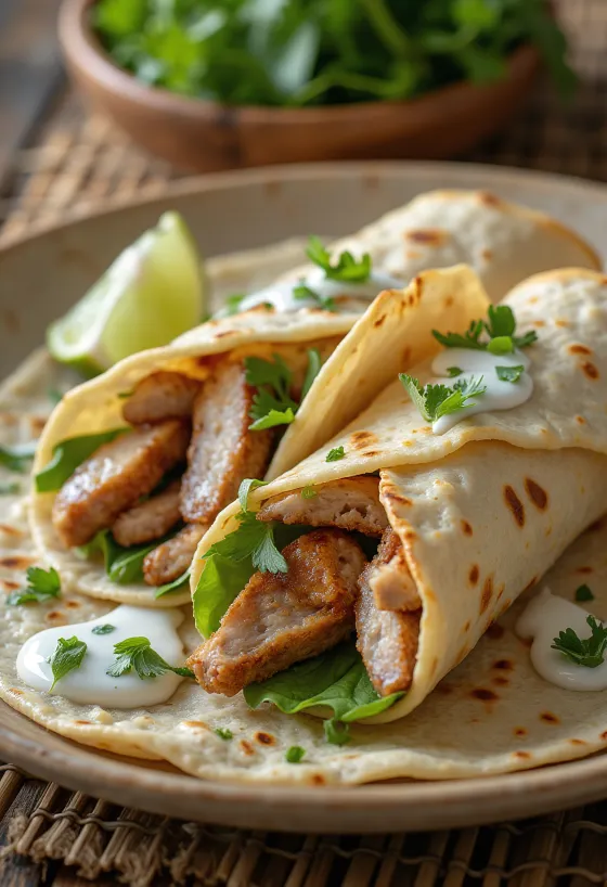 เคบับฟิวชั่นเนื้อวัวย่างและไก่ในแป้งตอร์ติญ่า