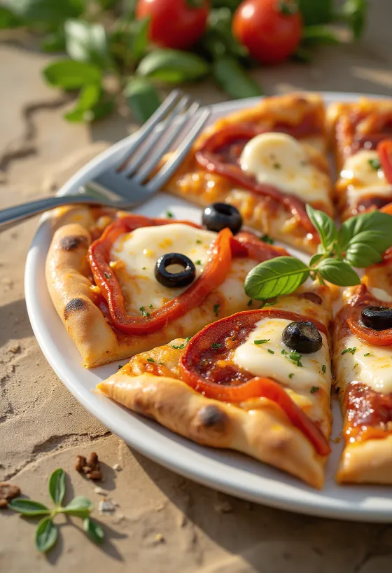 Pizza Española ใส่โชริโซ พริกแดง และมะกอก